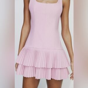 ZARA Pleated Tiered Mini Dress in Light Pink